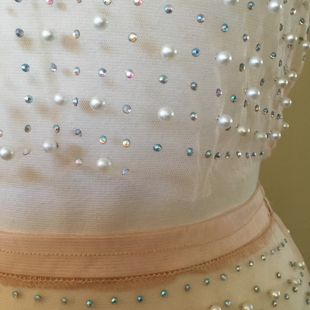 Beach Bunny Swimwear Glitzy Girl Mesh Pearl Top Skirt Set - Picture 9 of 16